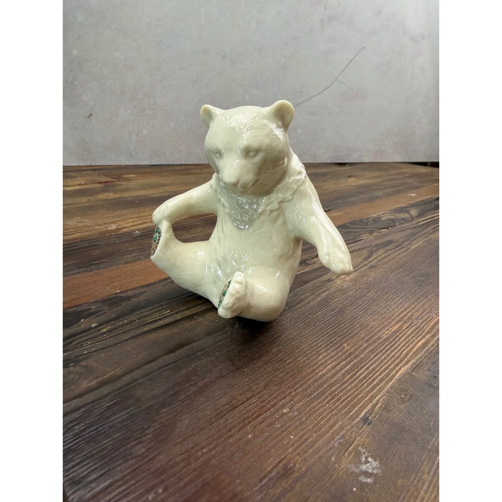 Lenox China Jewels Collection Bear Figurine Ivory Gold Enamel Made in USA 4 inch